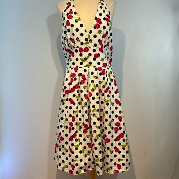 Tatyana cherry polka dot 50’s style retro halter dress size 2X - Picture 2 of 10